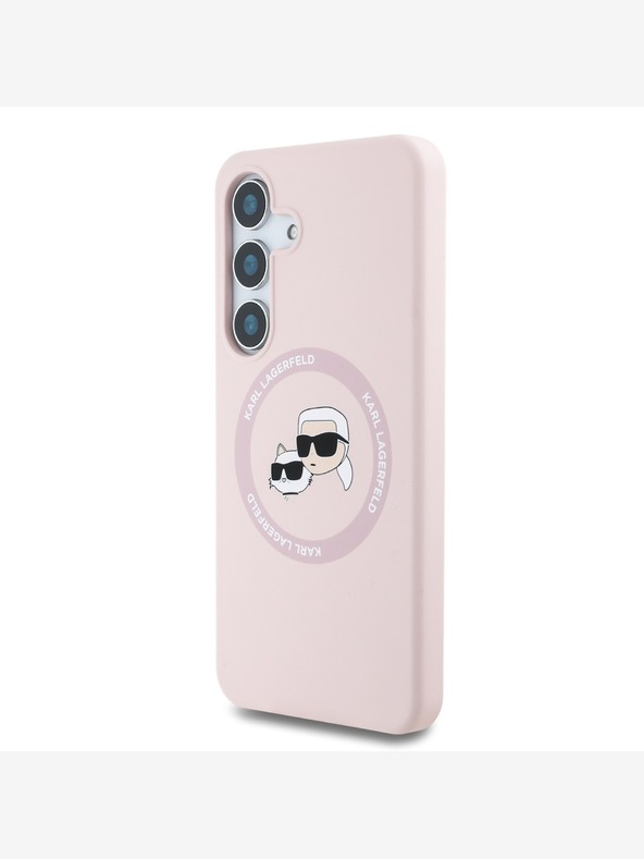 Karl Lagerfeld Karl Lagerfeld Silicone liquido K&CH Heads MagSafe Back Cover per Samsung Galaxy S25+ Rosa