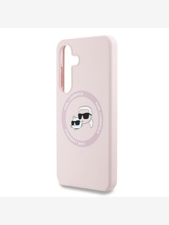 Karl Lagerfeld Karl Lagerfeld Silicone liquido K&CH Heads MagSafe Back Cover per Samsung Galaxy S25+ Rosa