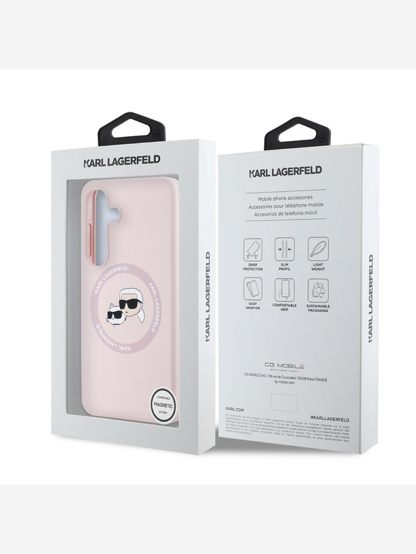 Karl Lagerfeld Karl Lagerfeld Silicone liquido K&CH Heads MagSafe Back Cover per Samsung Galaxy S25+ Rosa