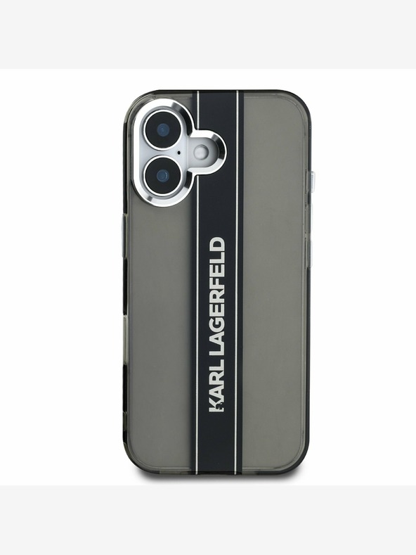 Karl Lagerfeld Karl Lagerfeld IML Logo Stripe Back Cover per iPhone 16 Nero