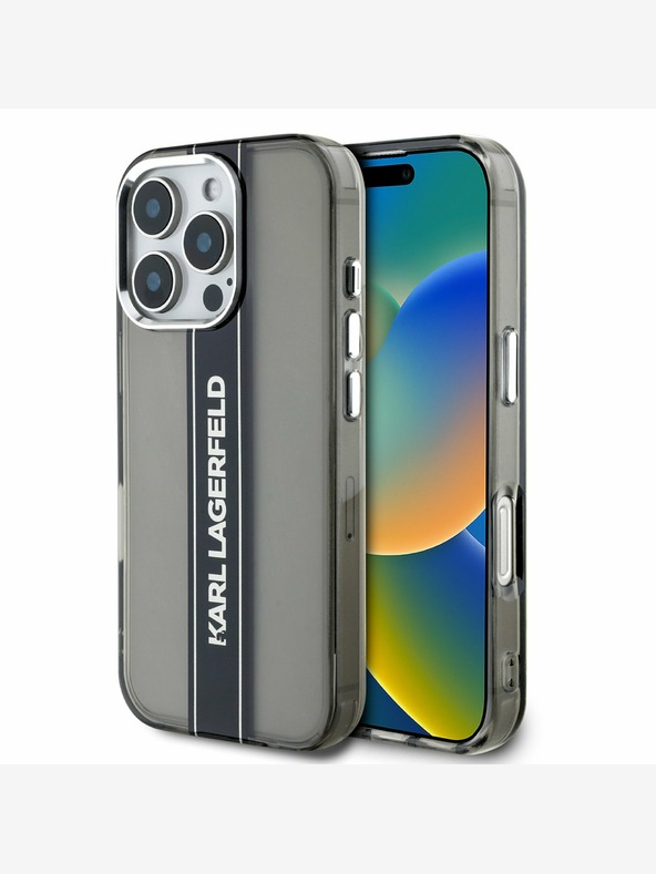 Karl Lagerfeld Karl Lagerfeld IML Logo a strisce per iPhone 16 Pro Nero