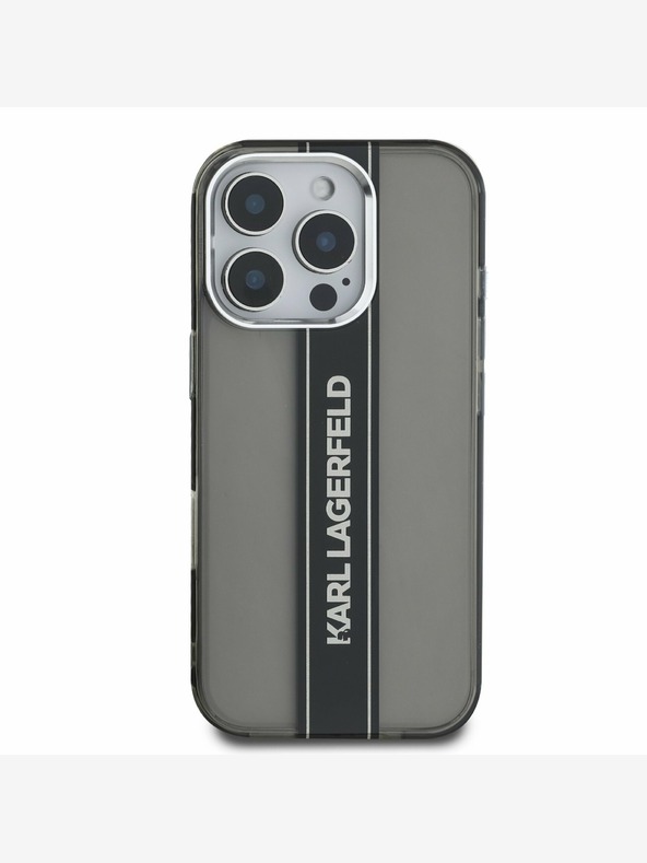 Karl Lagerfeld Karl Lagerfeld IML Logo a strisce per iPhone 16 Pro Nero