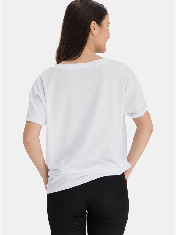 Sam 73 T-shirt sciolta bianca da donna con stampa SAM 73