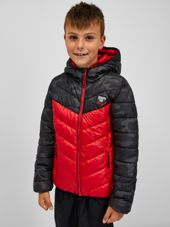 Sam 73 Giacca trapuntata nera e rossa da ragazzo con cappuccio SAM 73 Jerry