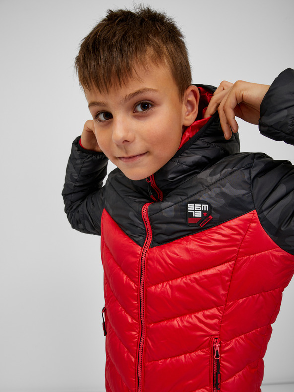 Sam 73 Giacca trapuntata nera e rossa da ragazzo con cappuccio SAM 73 Jerry