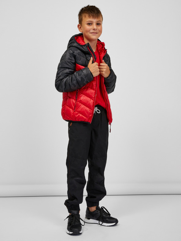Sam 73 Giacca trapuntata nera e rossa da ragazzo con cappuccio SAM 73 Jerry