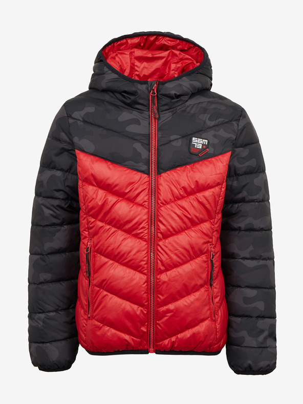 Sam 73 Giacca trapuntata nera e rossa da ragazzo con cappuccio SAM 73 Jerry