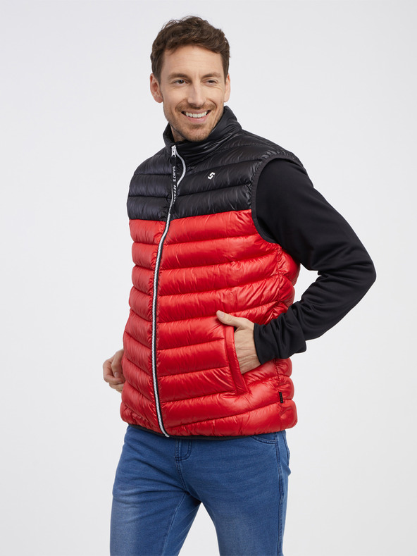 Sam 73 Gilet trapuntato nero e rosso da uomo SAM 73 Potter