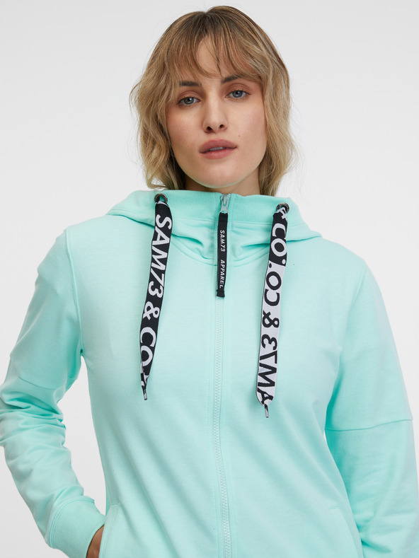 Sam 73 Felpa da donna SAM 73 Lisa con cappuccio e zip color turchese