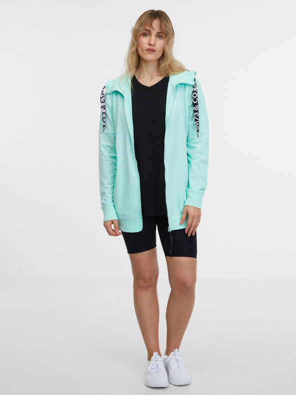 Sam 73 Felpa da donna SAM 73 Lisa con cappuccio e zip color turchese