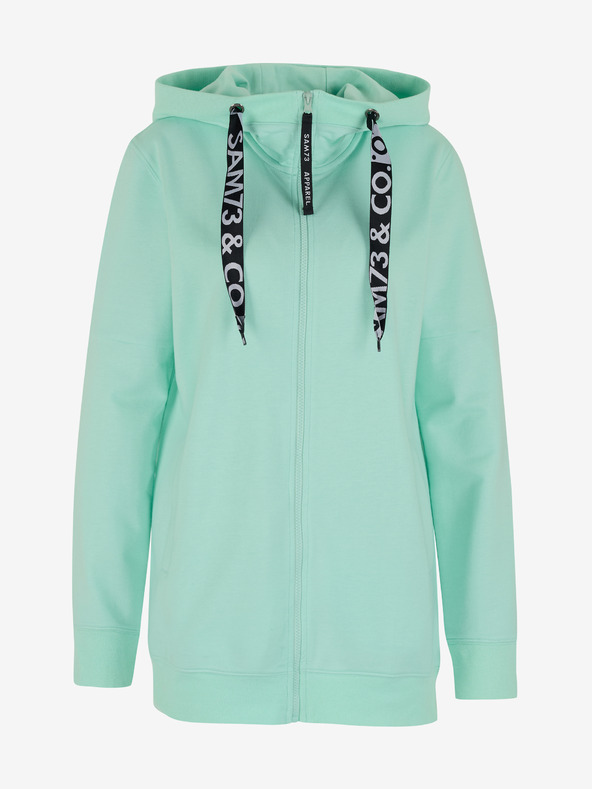 Sam 73 Felpa da donna SAM 73 Lisa con cappuccio e zip color turchese