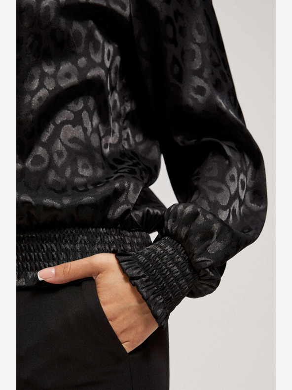 Moodo Moodo camicia nera con maniche arricciate