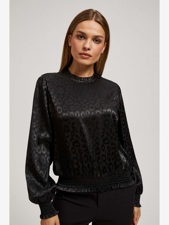 Moodo Moodo camicia nera con maniche arricciate