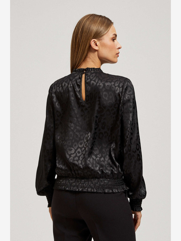 Moodo Moodo camicia nera con maniche arricciate