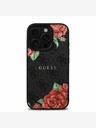 Guess Guess PU Leather 4G Roses MagSafe Back Cover per iPhone 16 Pro Nero