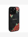 Guess Guess PU Leather 4G Roses MagSafe Back Cover per iPhone 16 Pro Nero