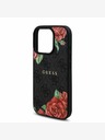 Guess Guess PU Leather 4G Roses MagSafe Back Cover per iPhone 16 Pro Nero
