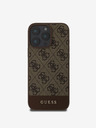 Guess Guess PU 4G Cover posteriore a righe per iPhone 16 Pro Max Marrone