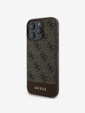 Guess Guess PU 4G Cover posteriore a righe per iPhone 16 Pro Max Marrone