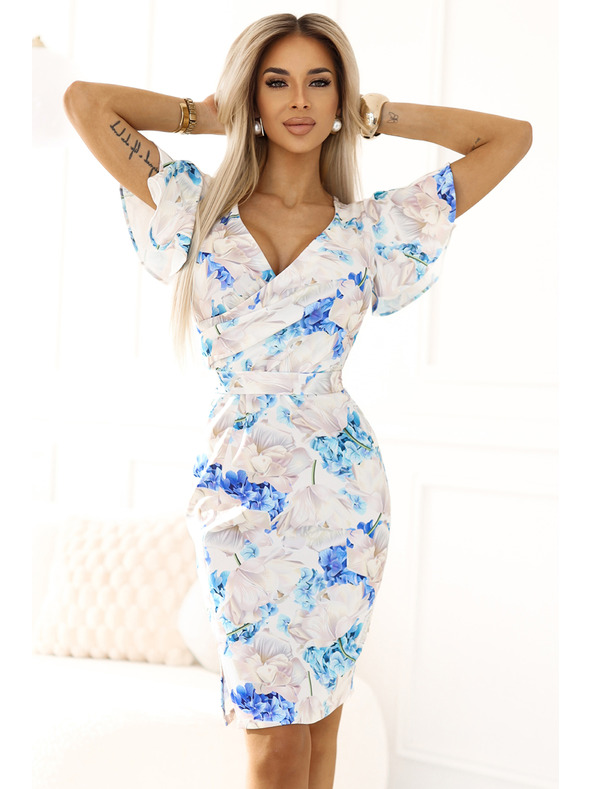 numoco Abito Numoco con scollo a matita, maniche e cintura