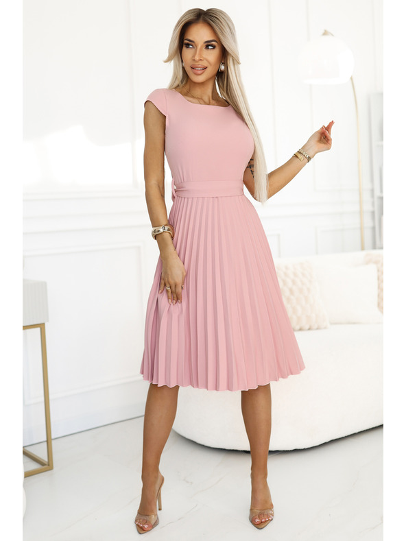 numoco Abito classico a maniche corte con cintura - rosa cipria