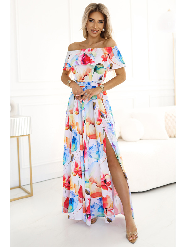 numoco Abito lungo estivo con cintura - fantasia floreale colorata Numoco