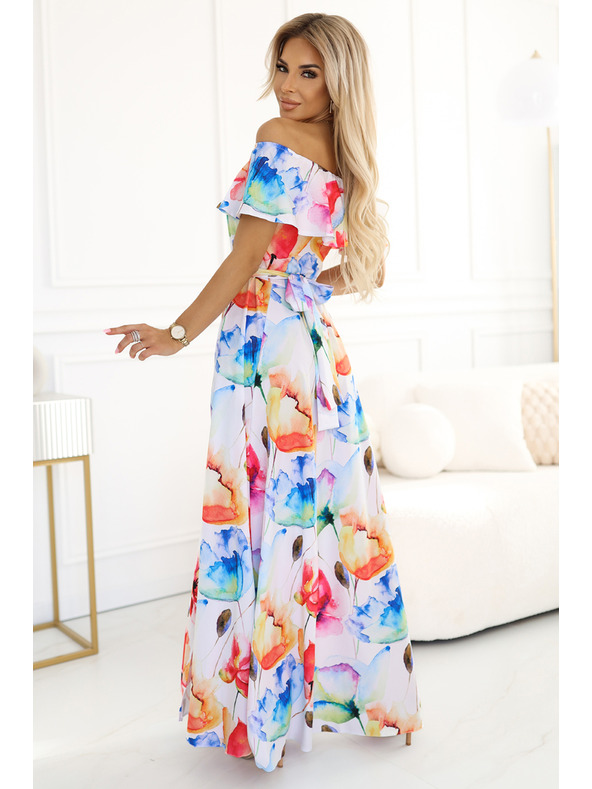 numoco Abito lungo estivo con cintura - fantasia floreale colorata Numoco