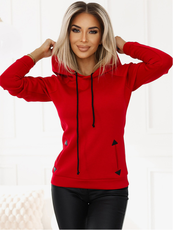 numoco Felpa comoda e calda con cappuccio e tasche - rosso Numoco