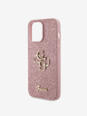 Guess Guess PU fisso Glitter 4G metallo Logo Cover posteriore per iPhone 15 Pro Max Rosa