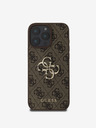 Guess Cover posteriore con logo in metallo Guess PU 4G per iPhone 16 Pro Max Marrone