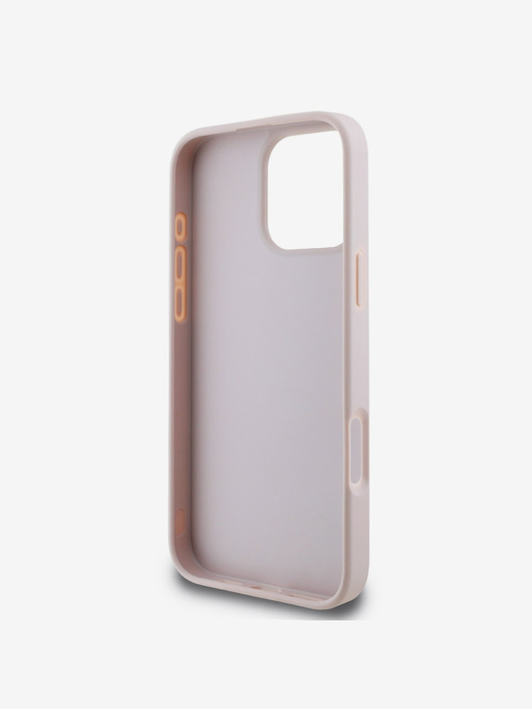 Guess Cover posteriore con logo in metallo Guess PU 4G per iPhone 16 Pro rosa