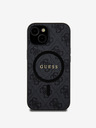 Guess Custodia posteriore MagSafe Guess in pelle PU 4G con anello colorato per iPhone 15 nero