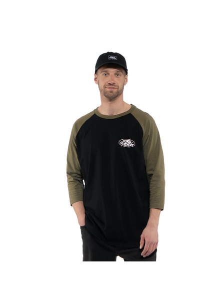 Horsefeathers Maglietta Dynamo Raglan - nero/oliva bruciata HORSEFEATHERS