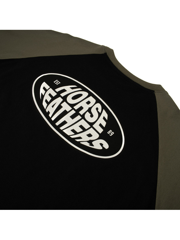 Horsefeathers Maglietta Dynamo Raglan - nero/oliva bruciata HORSEFEATHERS