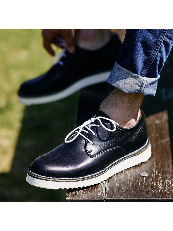 Vasky Semistivali in pelle da uomo bianchi e neri - Primavera / Autunno Vasky Derby Boots