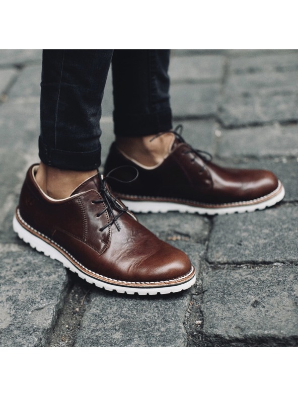 Vasky Semistivali in pelle da uomo marrone scuro - Primavera / Autunno Vasky Derby Marrone Scuro