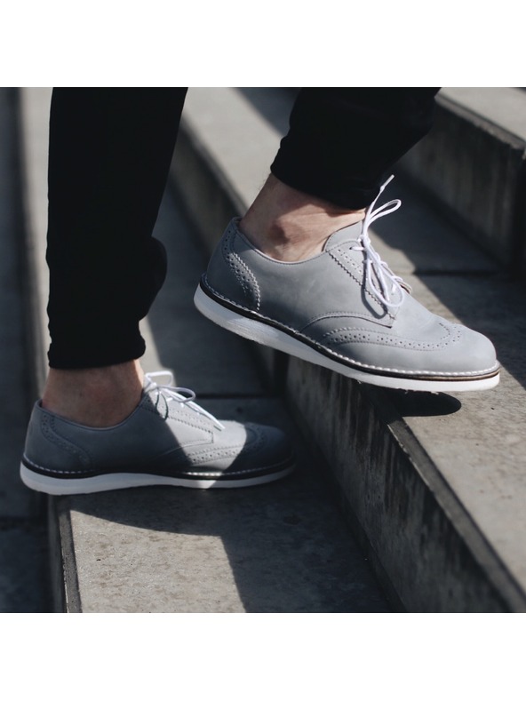 Vasky Semistivali in pelle grigia da uomo - Primavera / Autunno Stivali, Scarpe Vasky Brogue Low