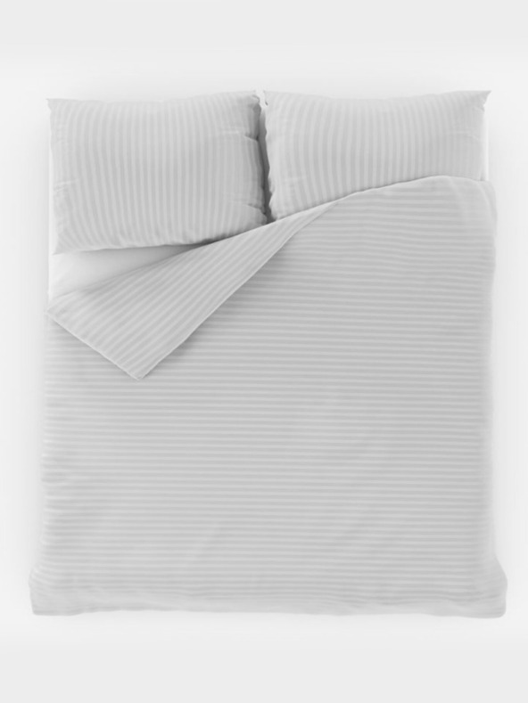 Kvalitex Lenzuola di raso francese con riga 1+2, 240x200, 70x90cm BIANCO