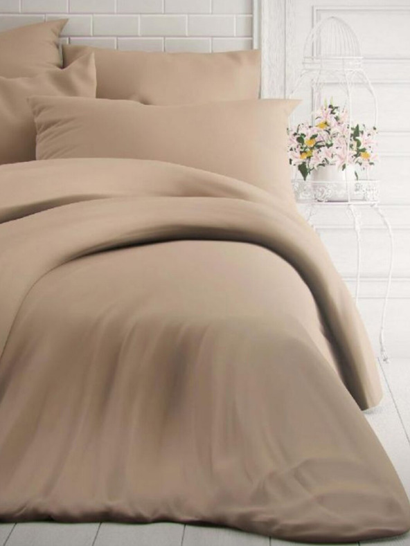 Kvalitex Biancheria in cotone francese monocolore 220x200, 70x90cm beige
