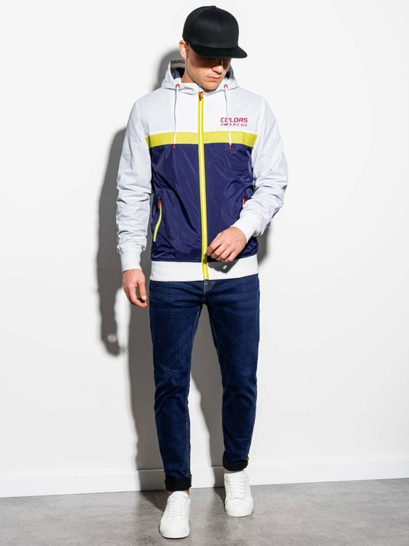 Ombre Clothing Giacca primaverile blu e bianca da uomo Abbigliamento Ombre C438