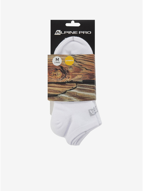 ALPINE PRO Set di tre paia di calzini unisex bianchi ALPINE PRO 3UNICO