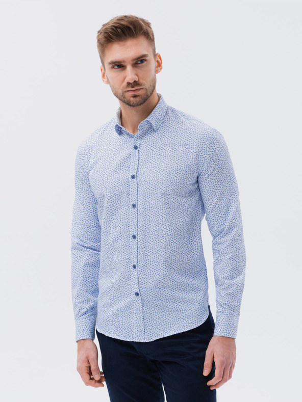 Ombre Clothing Camicia a motivi azzurri da uomo Abbigliamento Ombre