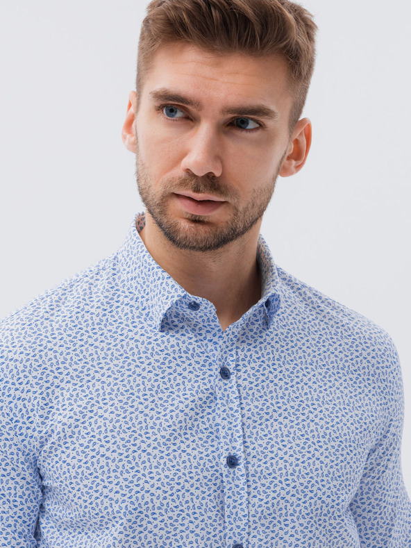 Ombre Clothing Camicia a motivi azzurri da uomo Abbigliamento Ombre