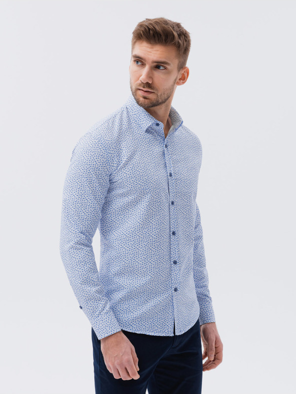 Ombre Clothing Camicia a motivi azzurri da uomo Abbigliamento Ombre