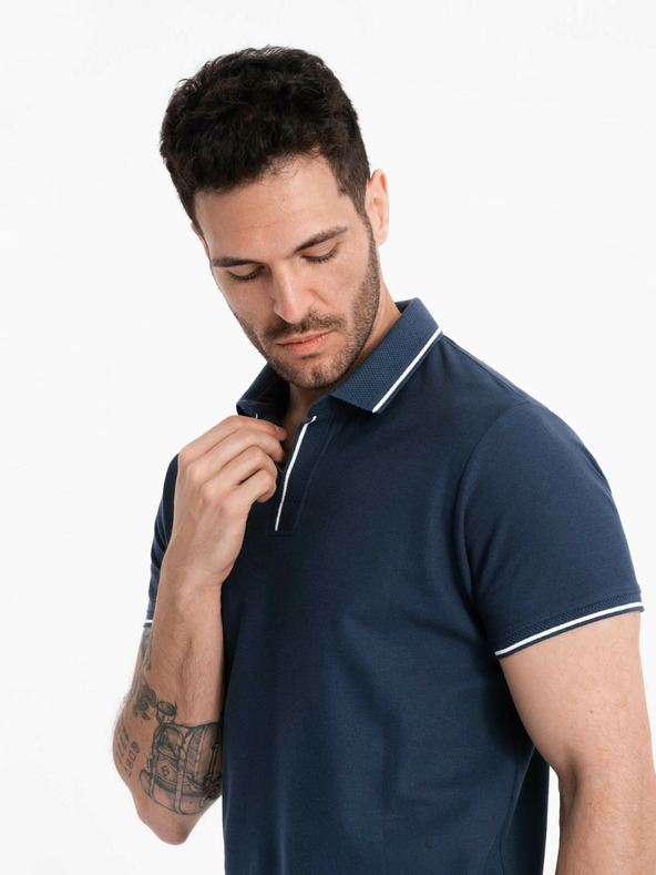 Ombre Clothing Polo senza bottoni da uomo blu scuro Ombre Clothing