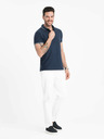 Ombre Clothing Polo senza bottoni da uomo blu scuro Ombre Clothing