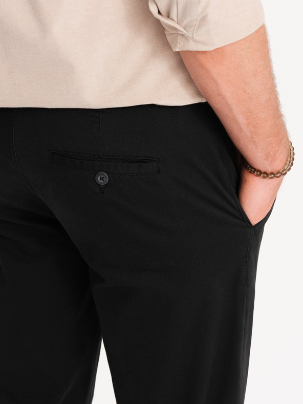 Ombre Clothing Pantaloni chino neri da uomo con cintura decorativa Ombre Clothing