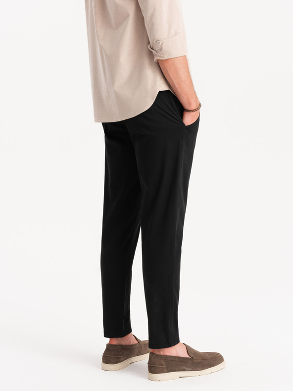 Ombre Clothing Pantaloni chino neri da uomo con cintura decorativa Ombre Clothing