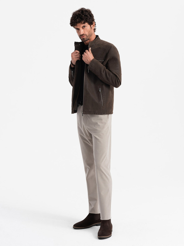 Ombre Clothing Giacca biker retrò da uomo con collo alto Ombre Clothing V1 OM-JAFL-0197