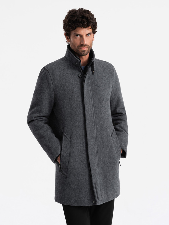 Ombre Clothing Cappotto invernale melange da uomo con fodera trapuntata Ombre Clothing V1 OM-COWC-0116